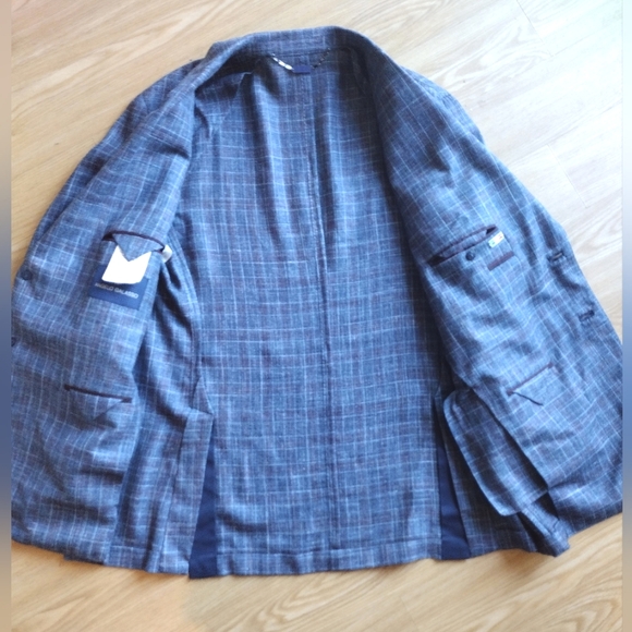 Angelo Galasso Plaid Wool, Silk & Linen Blazer, Size 50 US, 60 IT, XXL NWOT - Picture 15 of 16